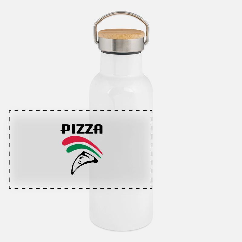 Pizza (3c) Panorama Thermosflasche mit Bambusdeckel