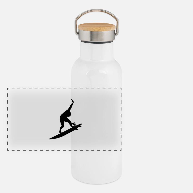 Surfing male de Panorama Thermosflasche mit Bambusdeckel