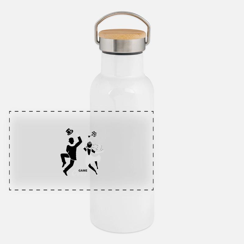 Braut - Paar Game over Panorama Thermosflasche mit Bambusdeckel