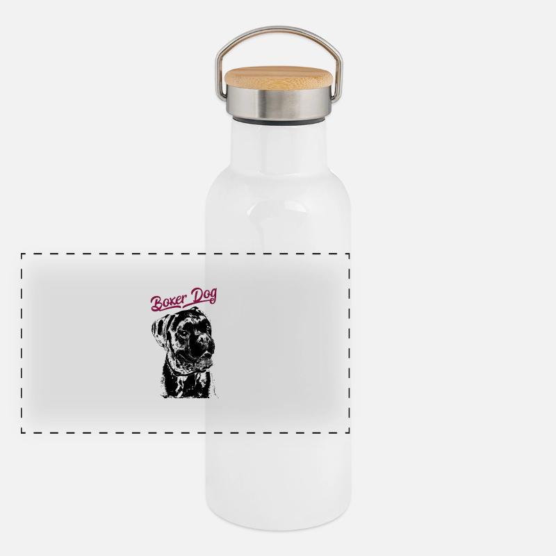 Deutscher Boxer Hund - German Boxer Dog Panorama Thermosflasche mit Bambusdeckel