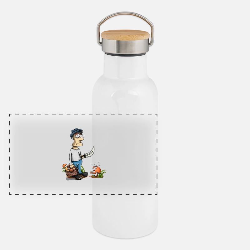 mushroom pickers - Panoramic Thermal Bottle with Bamboo Lid - white