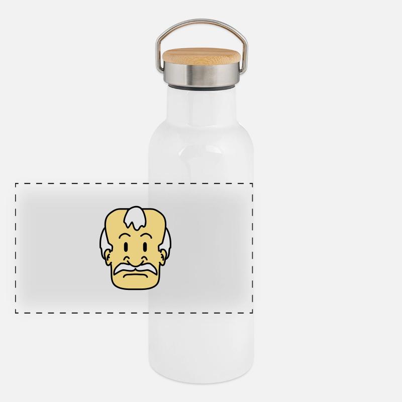 Old Man Face Panorama Thermosflasche mit Bambusdeckel