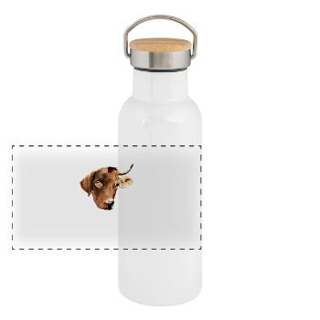 No Difference Pro Vegan Vegetarier Tierschutz - Panorama Thermosflasche mit Bambusdeckel - Weiß - Vorne