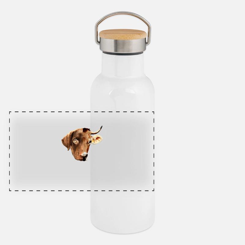 No Difference Pro Vegan Vegetarian Animal Welfare Panoramic Thermal Bottle with Bamboo Lid