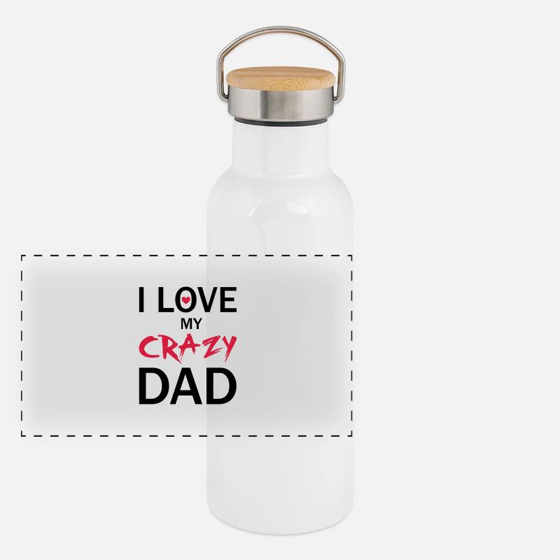 Love Dad - Gourde isotherme avec bouchon en bambou - blanc