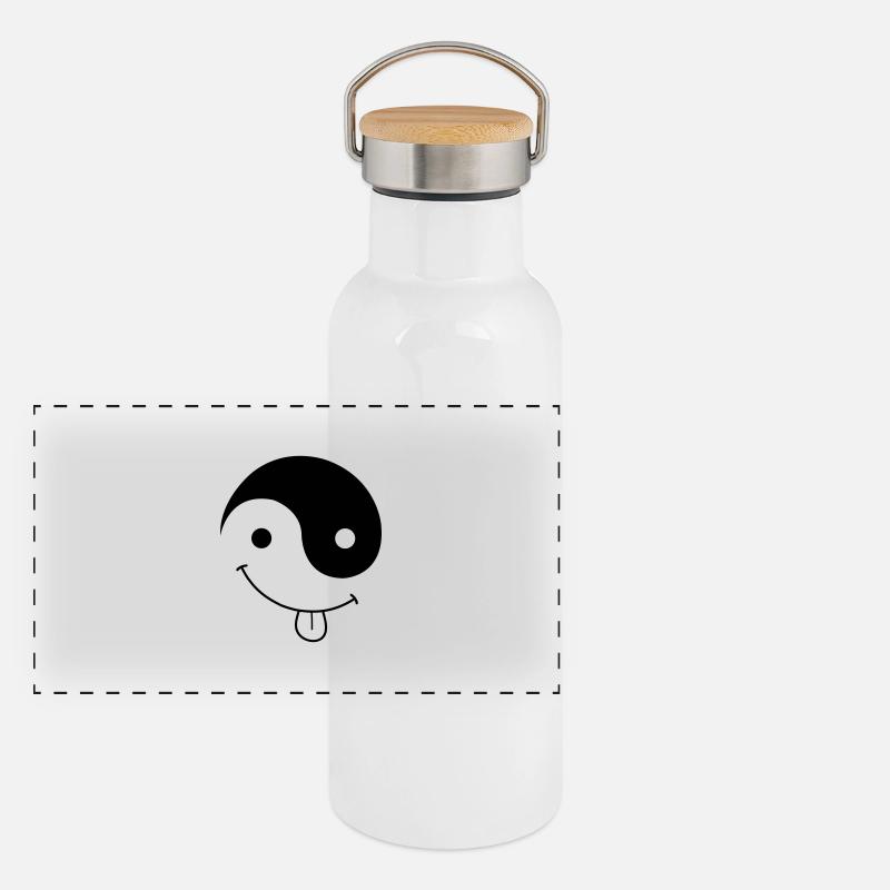 ying_yang_smiley Panorama Thermosflasche mit Bambusdeckel