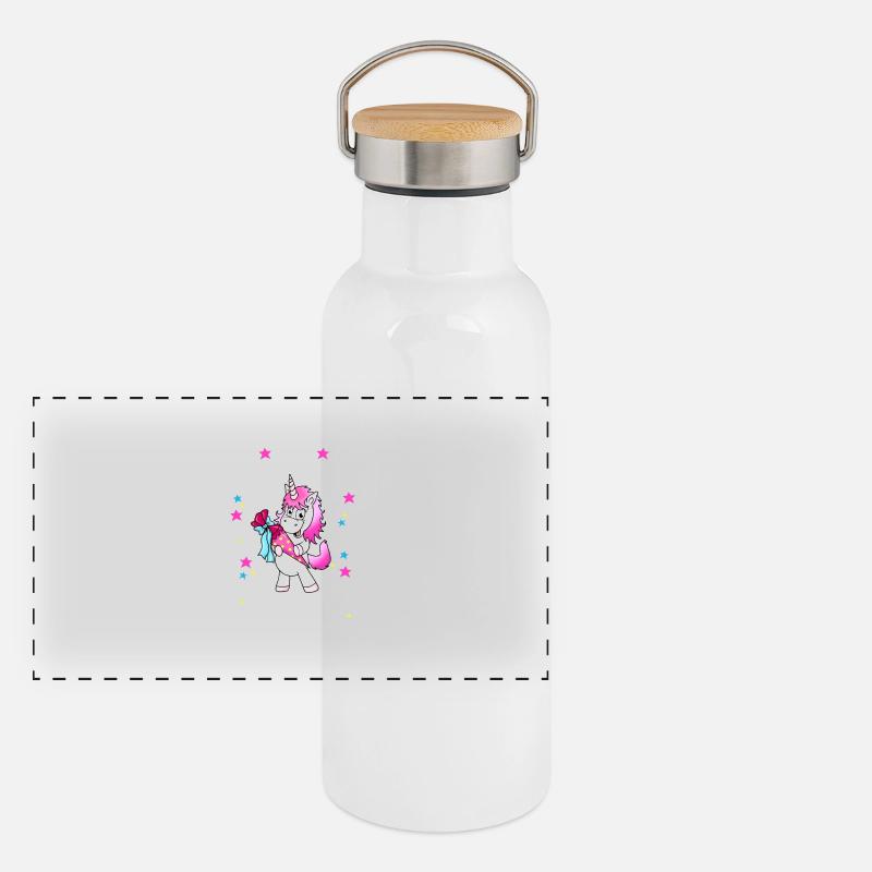 Training Unicorn class Schultüte glitter Panoramic Thermal Bottle with Bamboo Lid