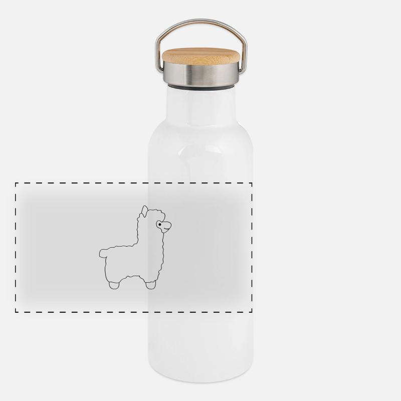 lama alpaca comic Panorama Thermosflasche mit Bambusdeckel