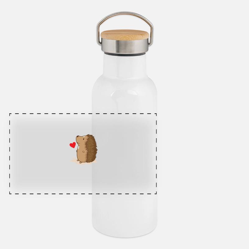 hedgehog in love Panoramic Thermal Bottle with Bamboo Lid