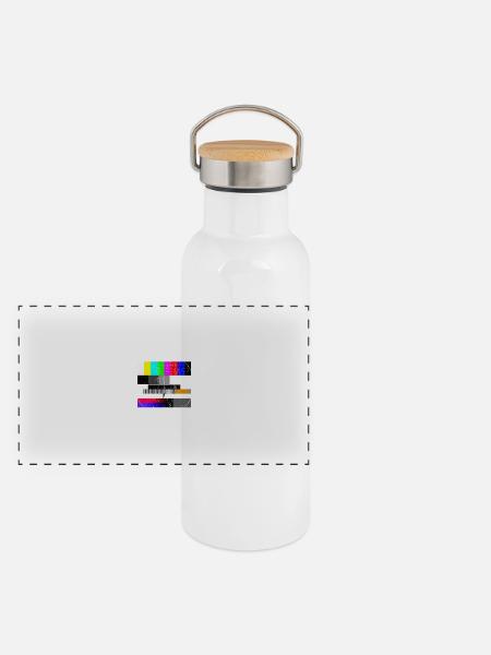 90er Jahre Kostüm Sendepause Testbild 90s Party - Panorama Thermosflasche mit Bambusdeckel - Weiß