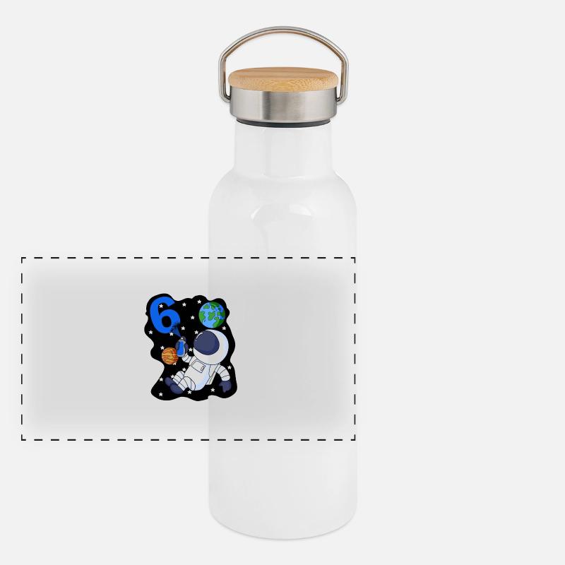6e anniversaire astronaute cadeau garçon 6 ans Gourde isotherme avec bouchon en bambou
