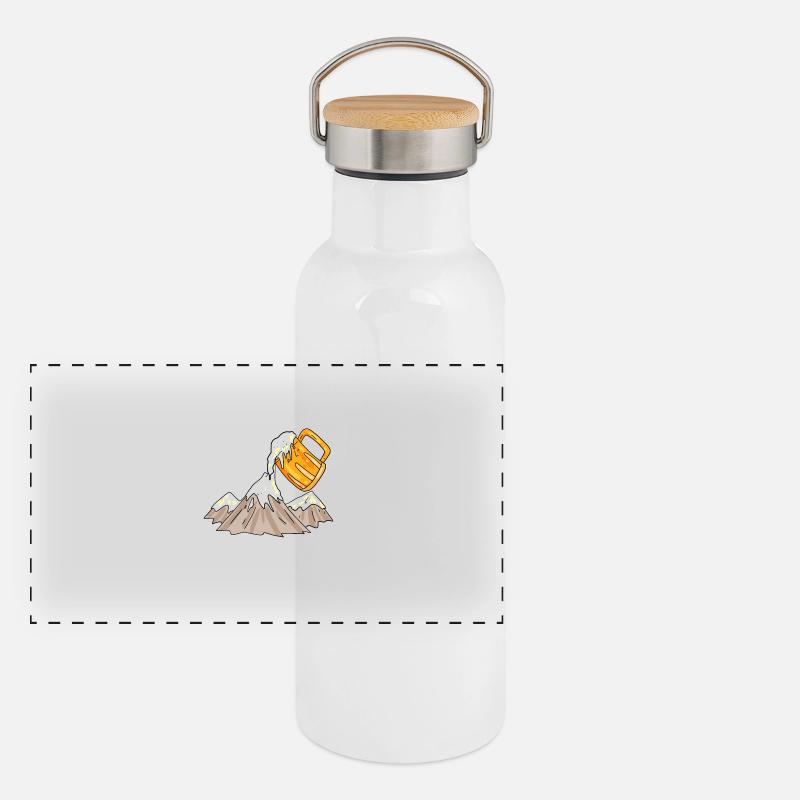 Berge und Bier Panorama Thermosflasche mit Bambusdeckel