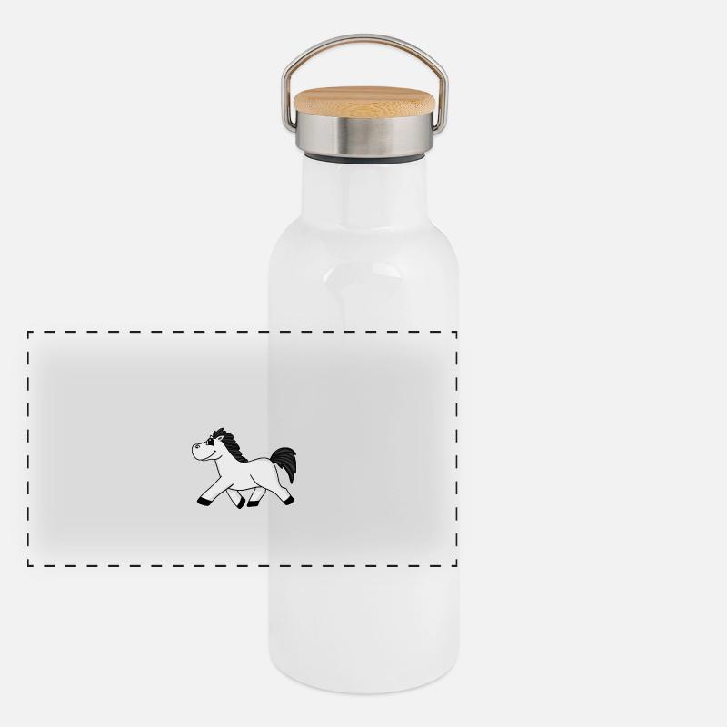 Pferdespruch Pferd Spruch Panorama Thermosflasche mit Bambusdeckel