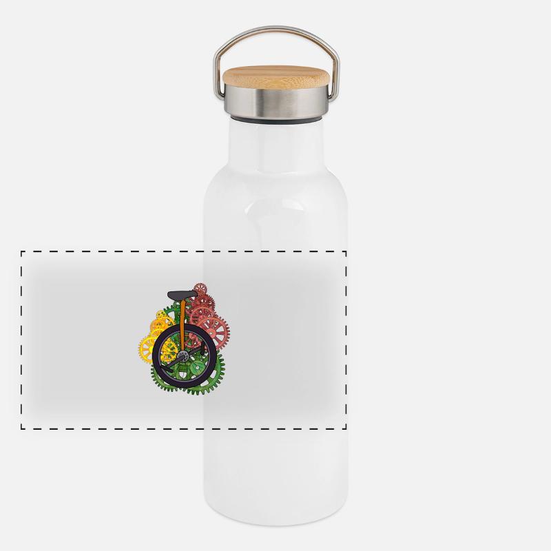 Machine Unicycle Technology Wheels Wheel Bicycle Panoramic Thermal Bottle with Bamboo Lid