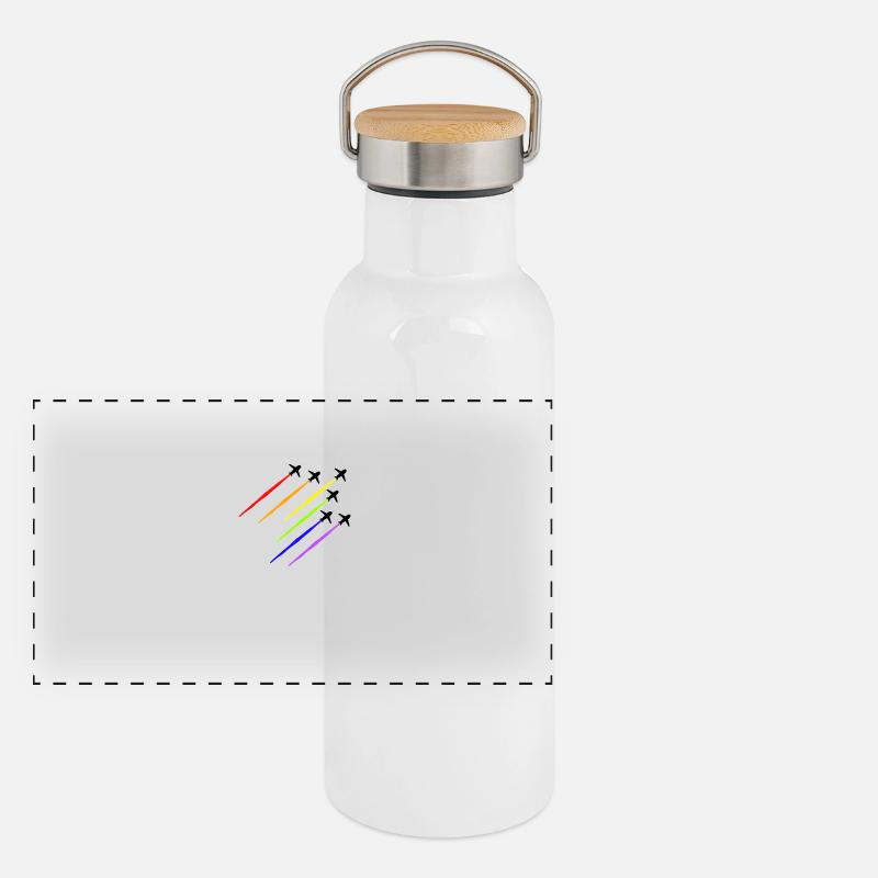 LGBT Flugzeug Panorama Thermosflasche mit Bambusdeckel
