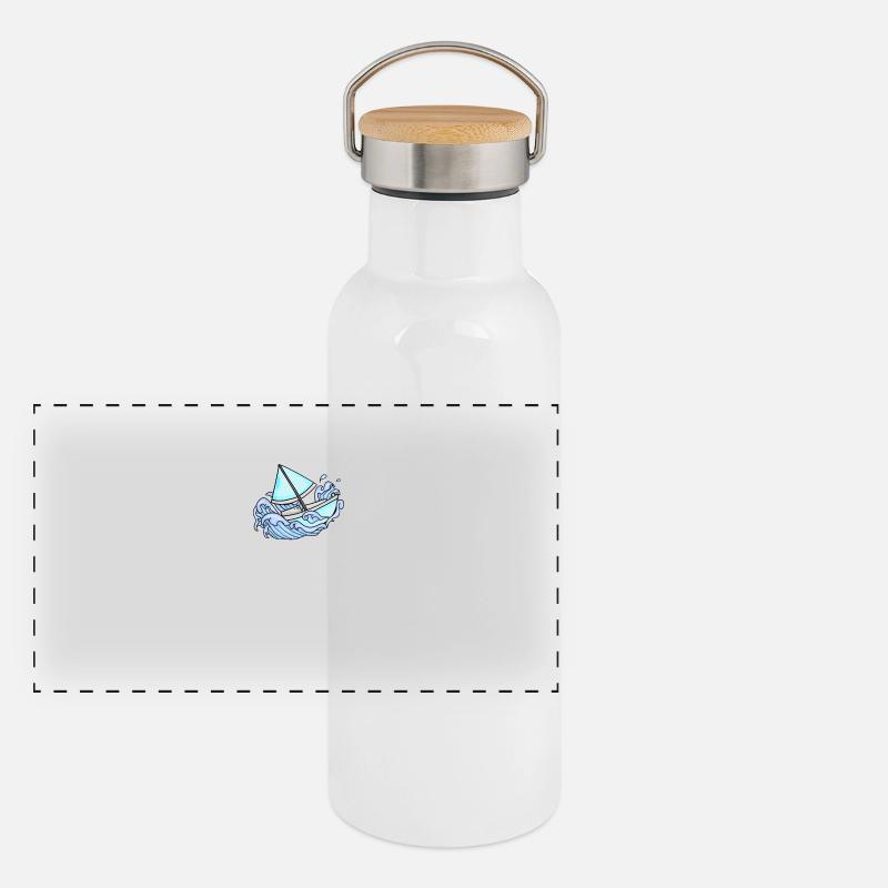 Bodensee See Panorama Thermosflasche mit Bambusdeckel