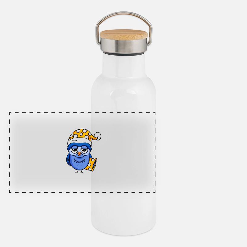Frühaufsteher Eule Schlafen Panorama Thermosflasche mit Bambusdeckel