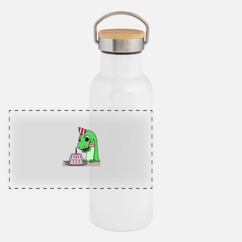 1. Geburtstag Dino Geburtstag Ich bin 1 Panorama Thermosflasche mit Bambusdeckel