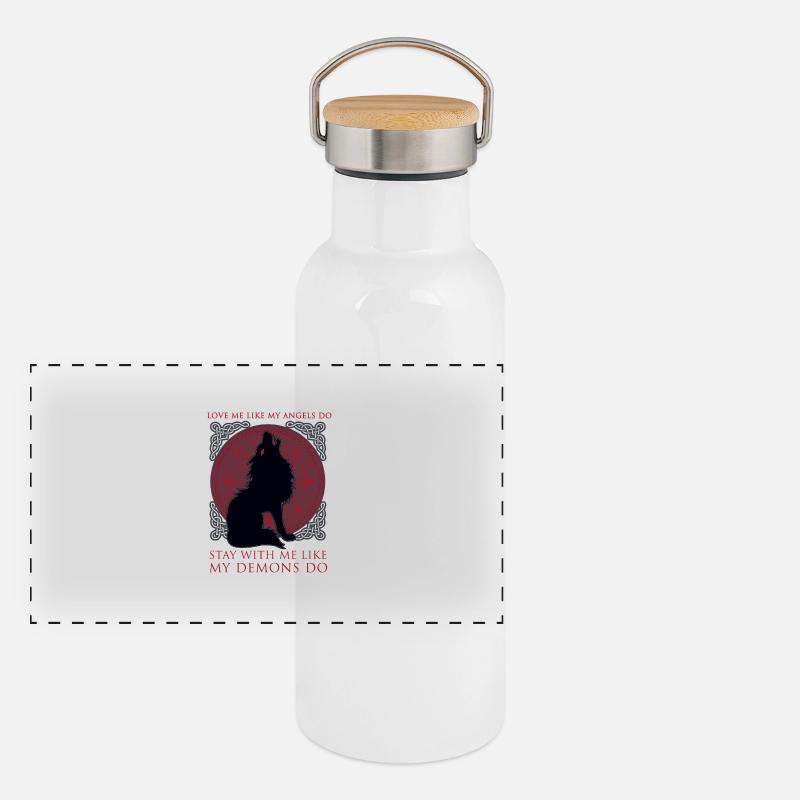Fenriswolf Fenrir Wolf Cadeau Gourde isotherme avec bouchon en bambou