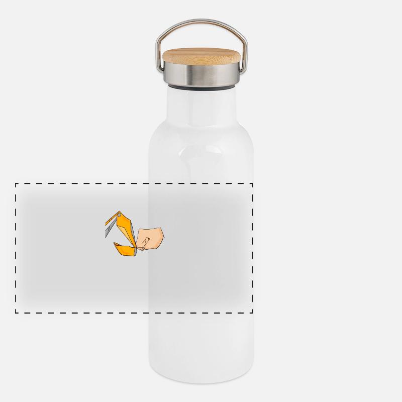 Bagger Baggerfahrer Spruch - Panorama Thermosflasche mit Bambusdeckel - Weiß