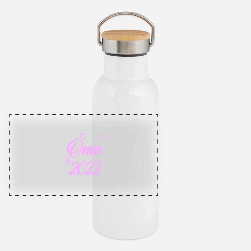 Oma 2022 - Panorama Thermosflasche mit Bambusdeckel - Weiß