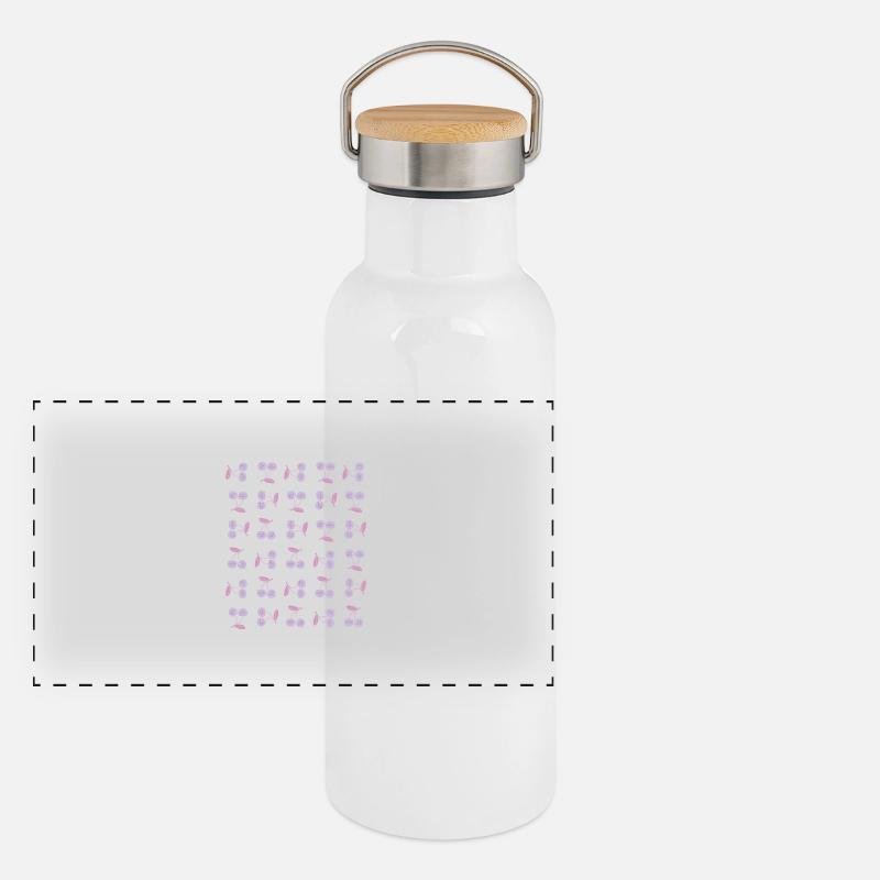 Muster Kawaii Kirschen Panorama Thermosflasche mit Bambusdeckel