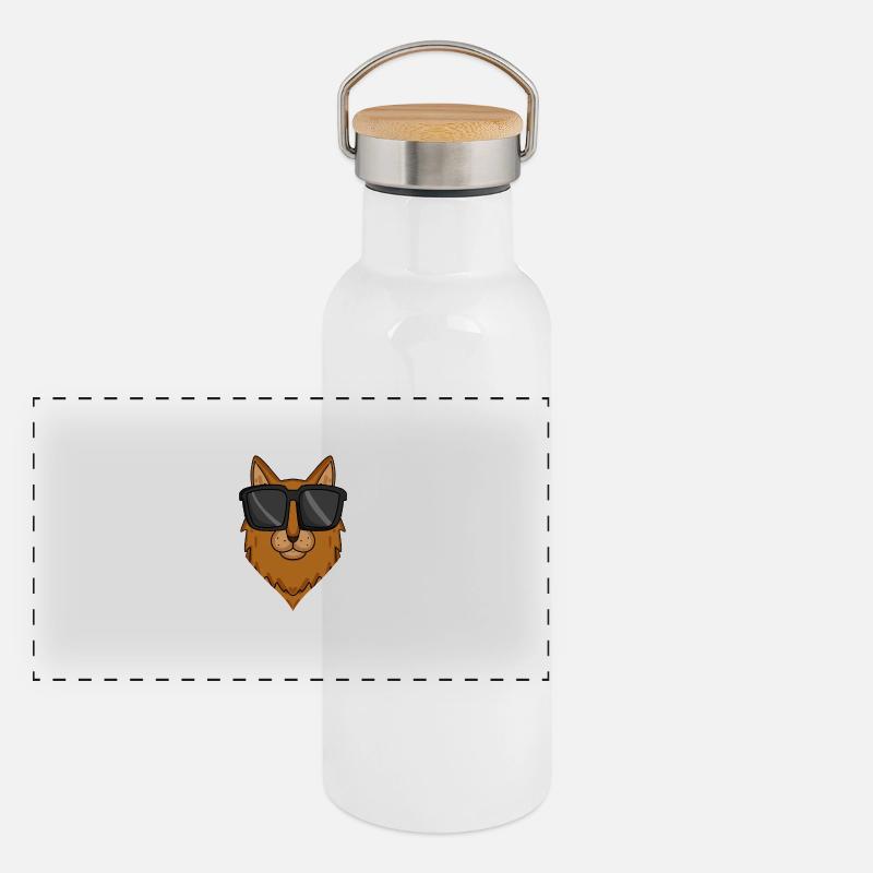 Chat somalien avec lunettes de soleil Gourde isotherme avec bouchon en bambou