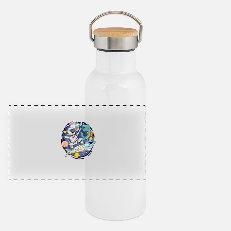 3. Geburtstag Junge - 3 Jahre alt - Ich bin 3 Panorama Thermosflasche mit Bambusdeckel