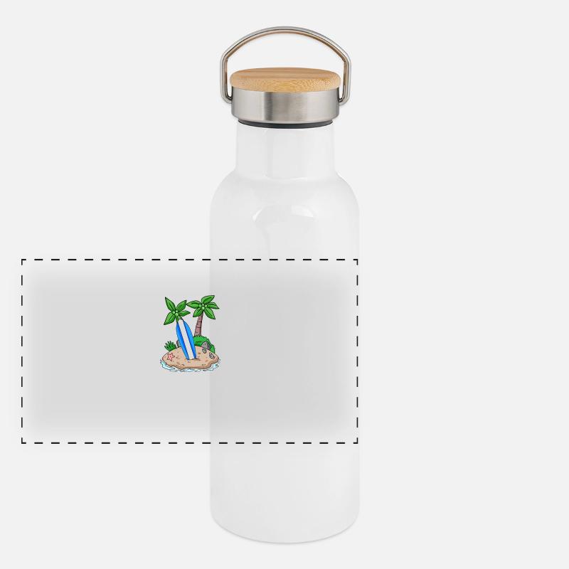 Urlaub Panorama Thermosflasche mit Bambusdeckel