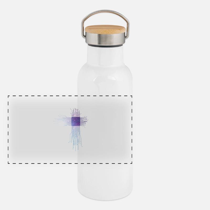 CPU Processor Computer Scientist Electrician - Panoramic Thermal Bottle with Bamboo Lid - white
