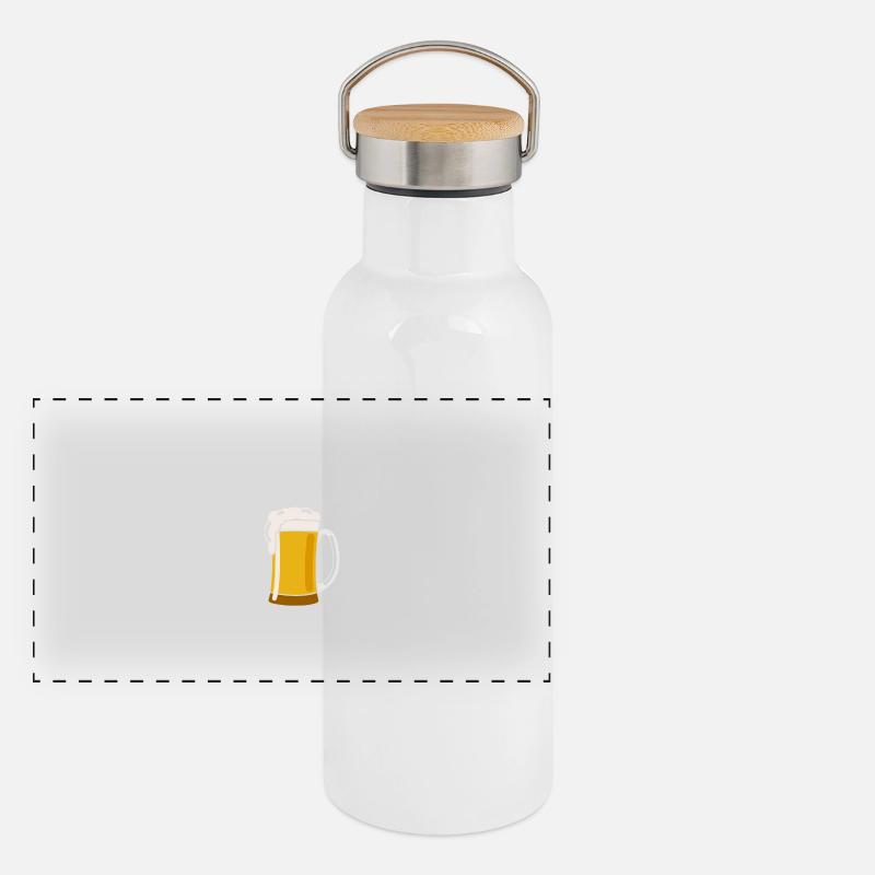 Bierbauch Schwangerschaft Vater Schwanger Bier Panorama Thermosflasche mit Bambusdeckel