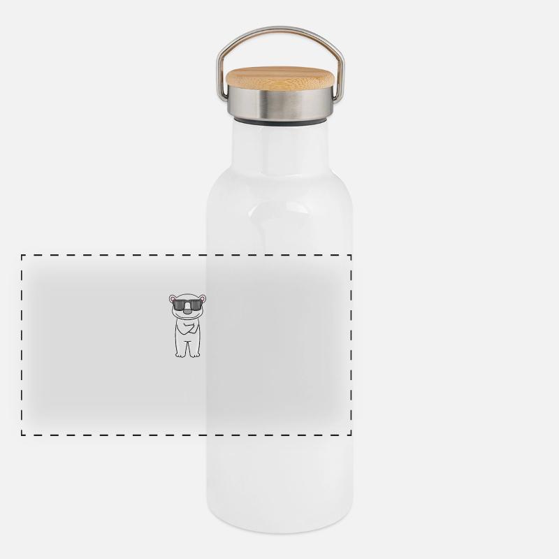 Cool Eisbär Chef Spruch - Panorama Thermosflasche mit Bambusdeckel - Weiß