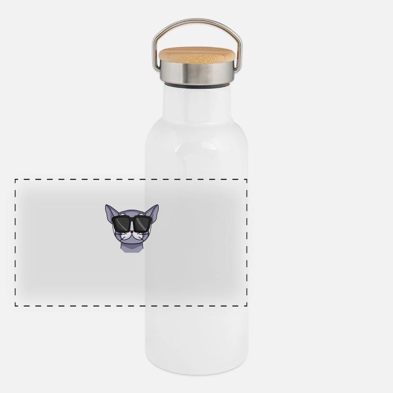 coole Katze - Britisch Kurzhaar Spruch Panorama Thermosflasche mit Bambusdeckel