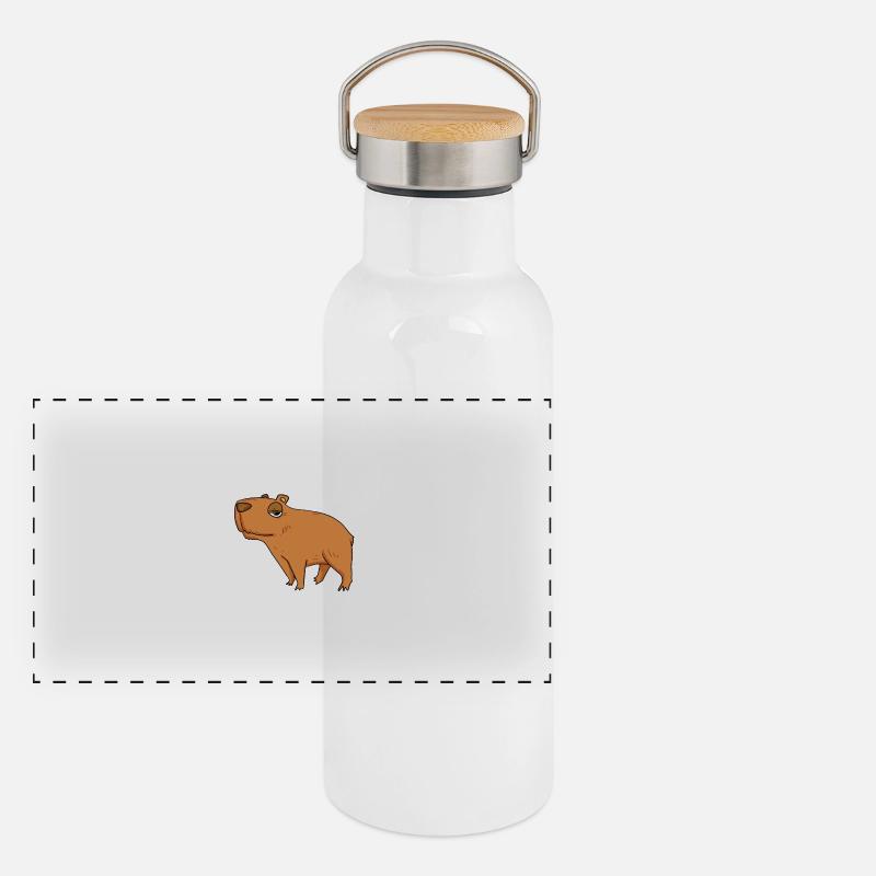 Capybara Mädchen Spruch Panorama Thermosflasche mit Bambusdeckel