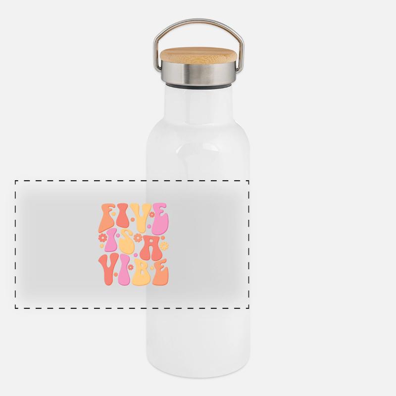 Five Is A Vibe, 5 Years Old, 5th Birthday Kids Panoramic Thermal Bottle with Bamboo Lid