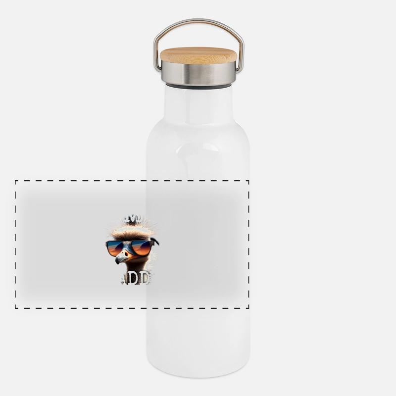 Emu Daddy Vogel Strauß Laufvogel Dad Vatertag Emu - Panorama Thermosflasche mit Bambusdeckel - Weiß