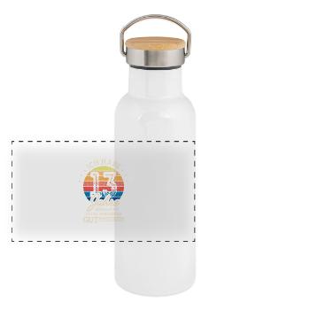 13. Geburtstag Geschenk Habe 13 Jahre Gebraucht - Panorama Thermosflasche mit Bambusdeckel - Weiß - Vorne