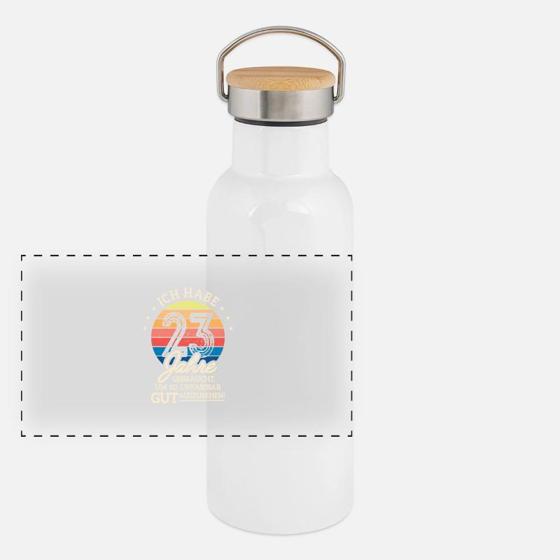 23. Geburtstag Geschenk Habe 23 Jahre Gebraucht Panorama Thermosflasche mit Bambusdeckel