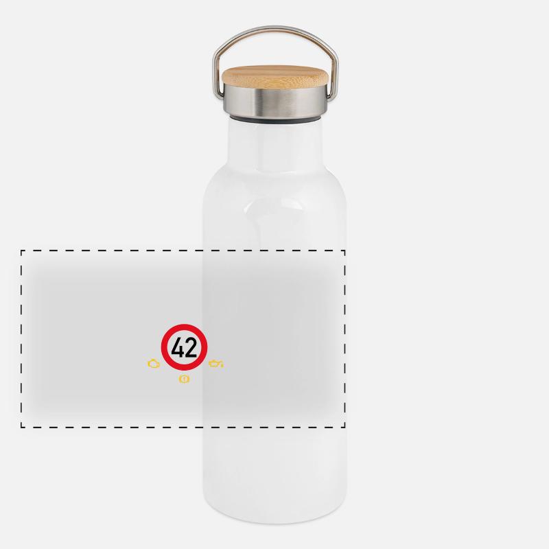 42. Geburtstag Schonend Behandeln 42 Alte Kiste 42 Panorama Thermosflasche mit Bambusdeckel