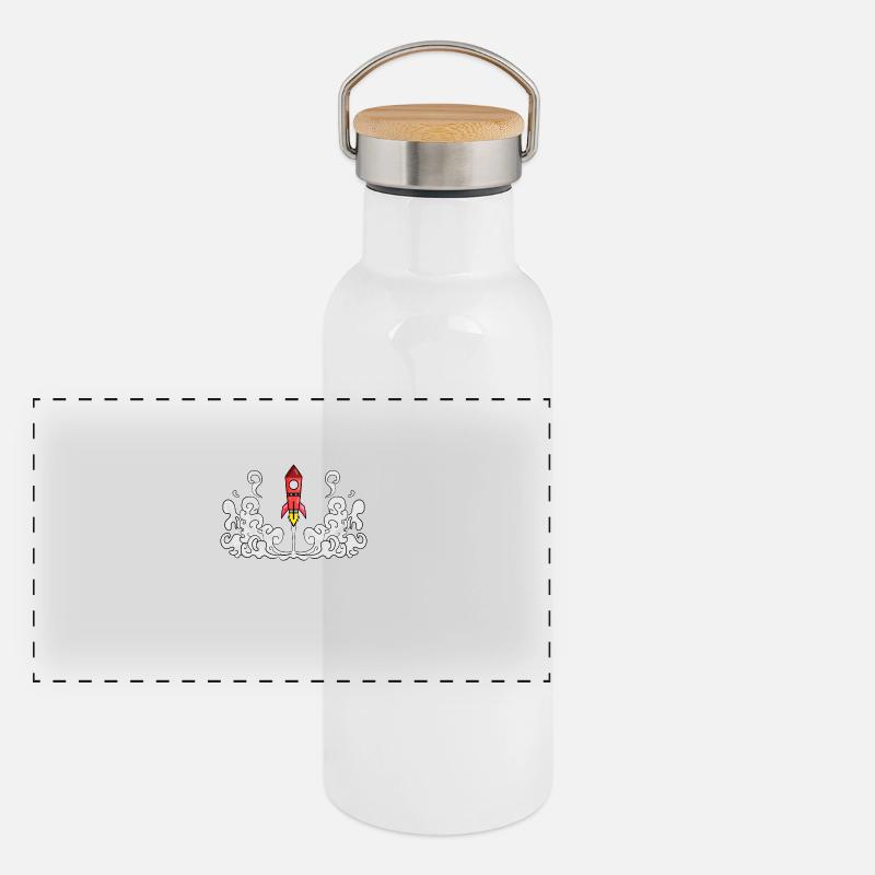 Rakete Raketenstart Start Panorama Thermosflasche mit Bambusdeckel