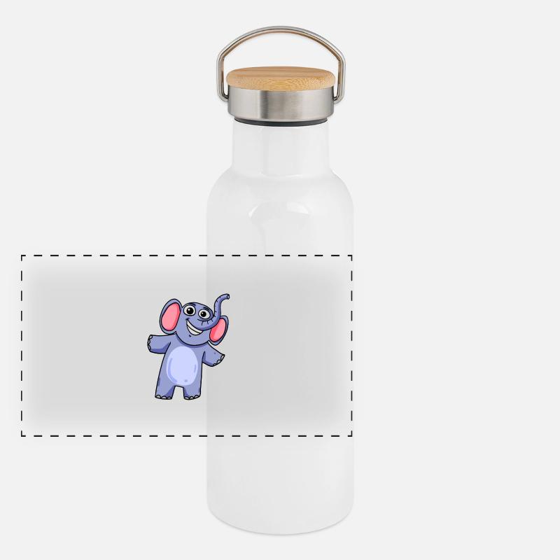 Cute little elephant Panoramic Thermal Bottle with Bamboo Lid