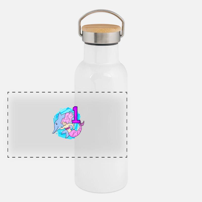 Mädchen - 1. Geburtstag Meerjungfrau - Tochter Panorama Thermosflasche mit Bambusdeckel