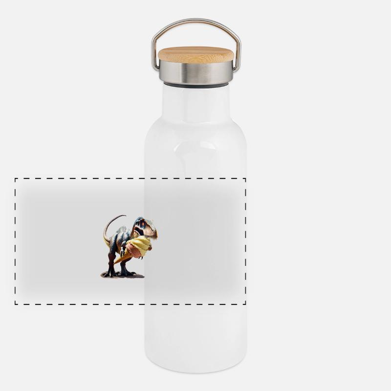 Eiszeit mit Dinosaurier Panorama Thermosflasche mit Bambusdeckel