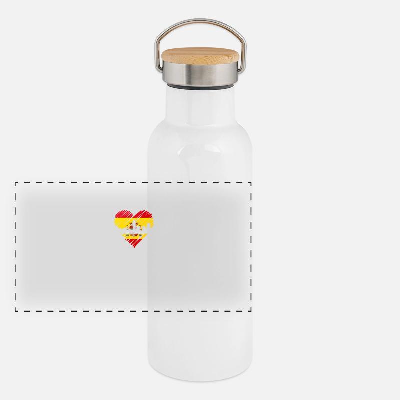 Madrid Skyline Herzschlag Spanien Silhouette Puls Panorama Thermosflasche mit Bambusdeckel