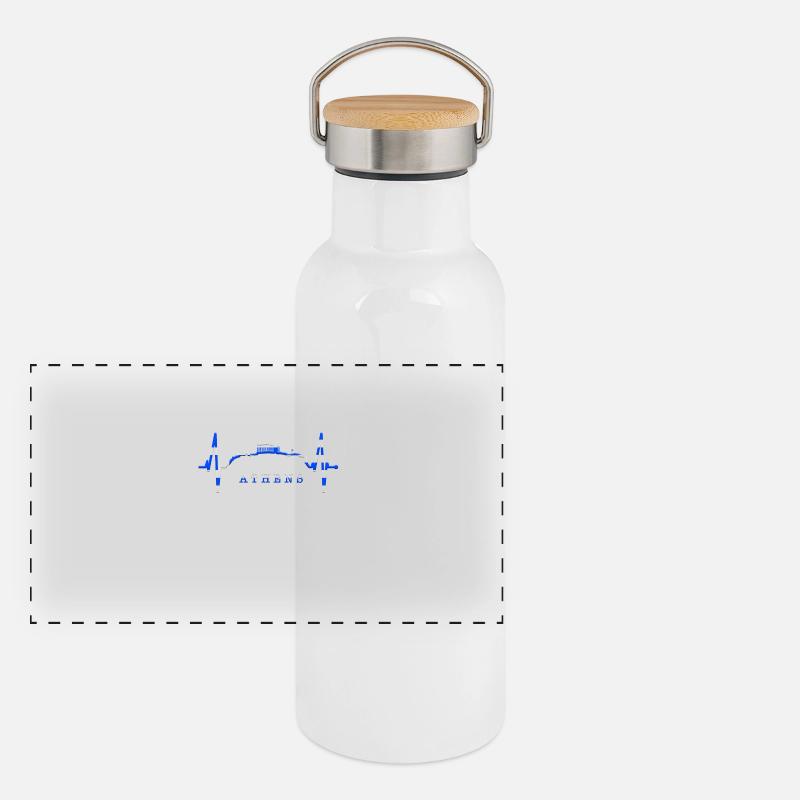 Athens Skyline Heartbeat Greece Acropolis Panoramic Thermal Bottle with Bamboo Lid