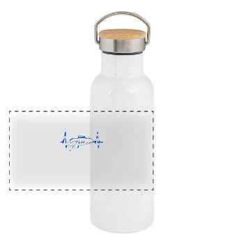 Athen Skyline Herzschlag Griechenland Akropolis - Panorama Thermosflasche mit Bambusdeckel - Weiß - Vorne