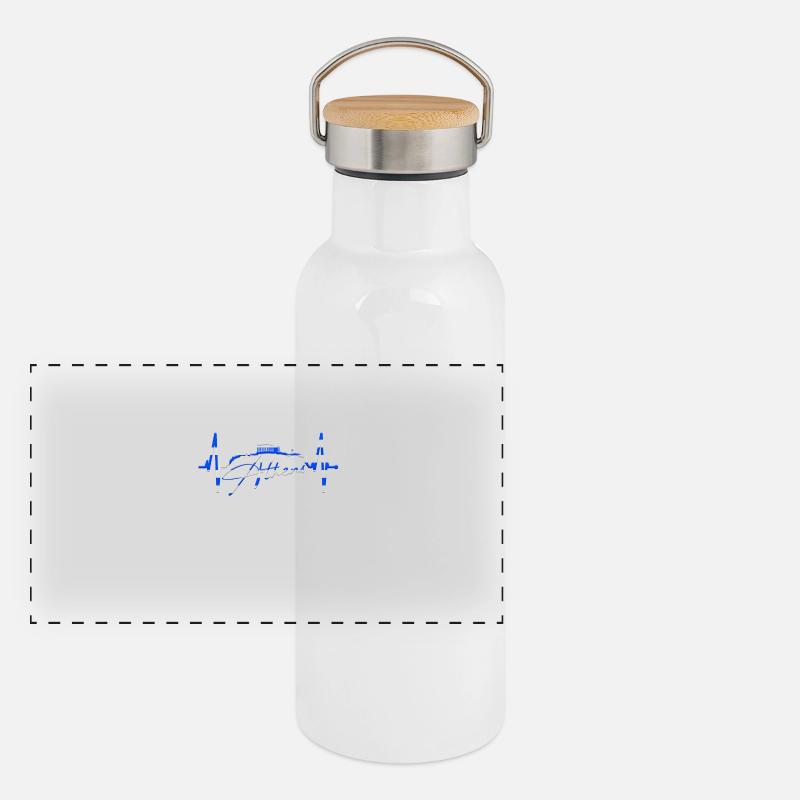 Athens Skyline Heartbeat Greece Acropolis Panoramic Thermal Bottle with Bamboo Lid