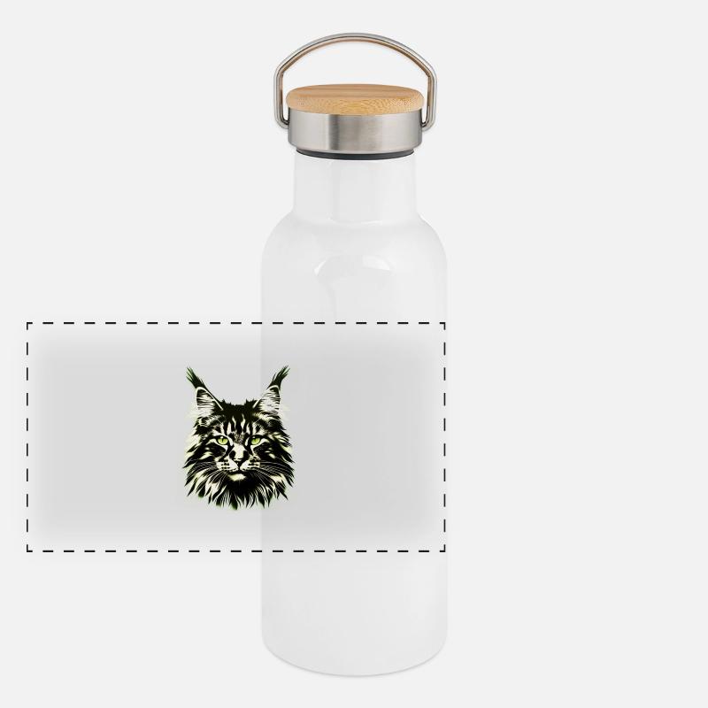 Cat Face Panoramic Thermal Bottle with Bamboo Lid