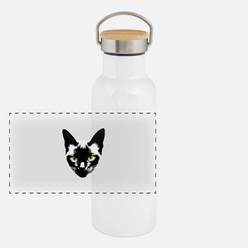 Cat Face Panoramic Thermal Bottle with Bamboo Lid
