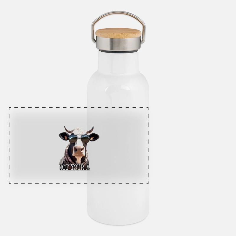 Pas ta mère Pas ton lait Végétalien Végétarien Végétarien Gourde isotherme avec bouchon en bambou